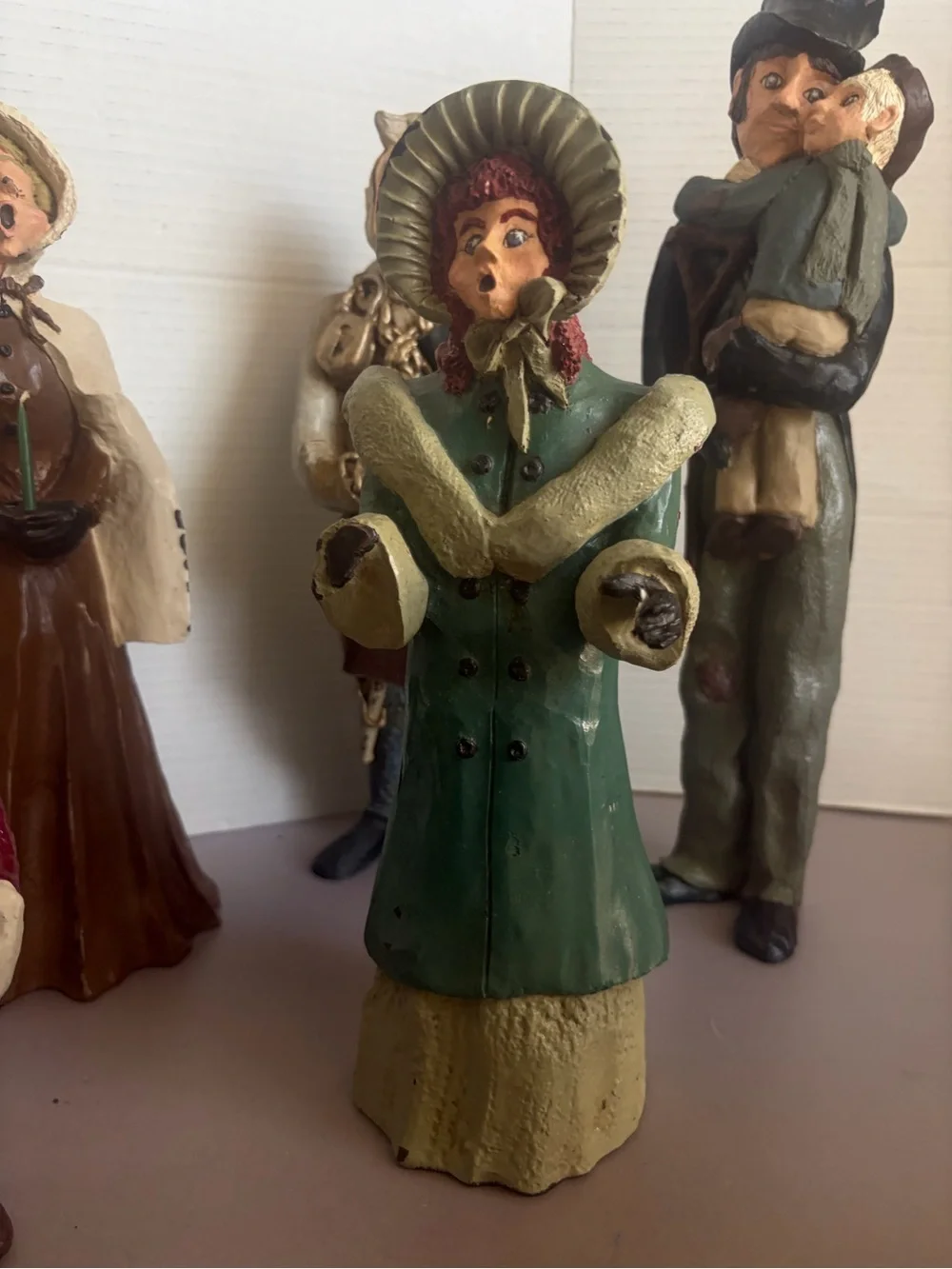 PJ's Christmas Carolers Dickens Figurines Tiny Tim Vintage 1980's Signed